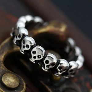 Silver Skull Punk Goth Ring Band